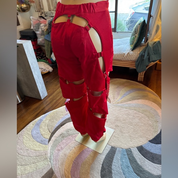 Namallia red hot cut out moto pants size S NWOT - Picture 8 of 16